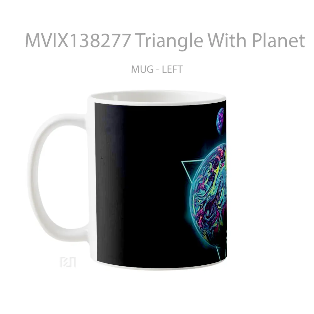 Mug Triangle With Planet Gelas Astronomi - All-side / Desain