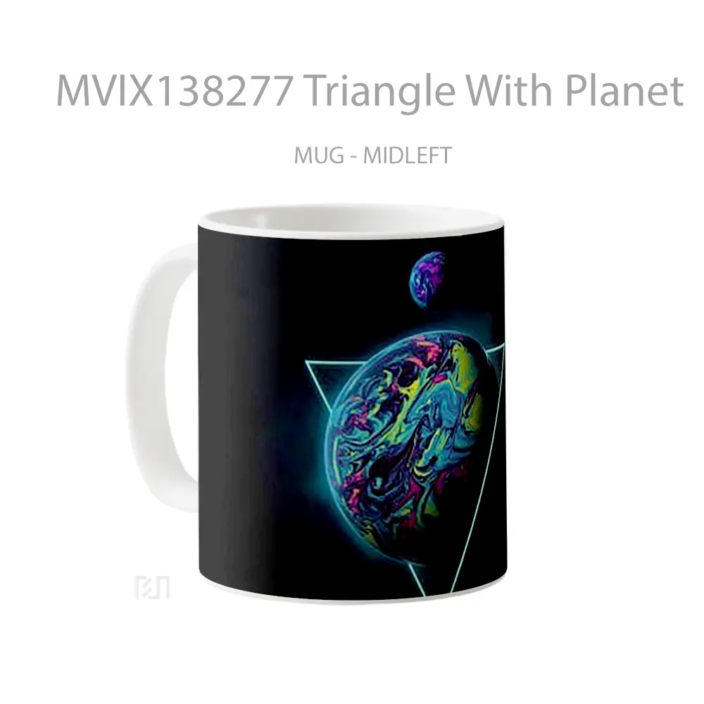 Mug Triangle With Planet Gelas Astronomi - All-side / Desain