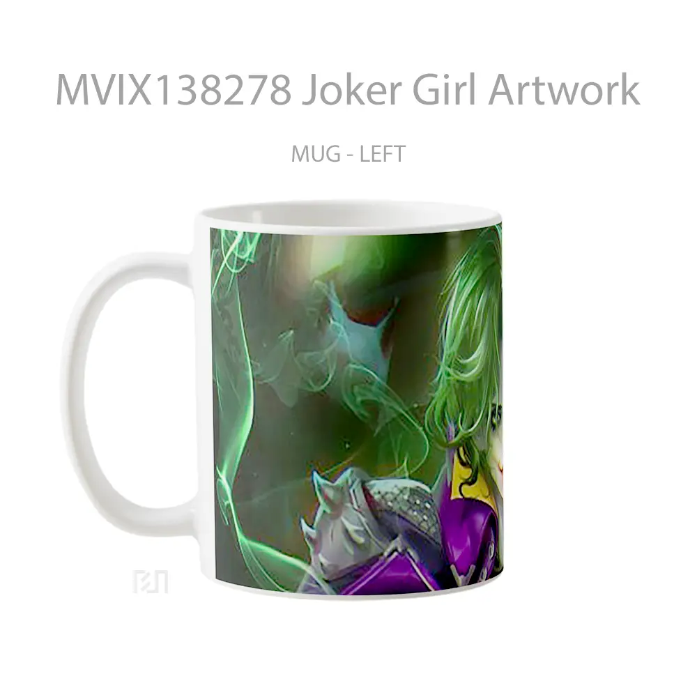 Mug Joker Girl Artwork Gelas Superhero - All-side / Desain