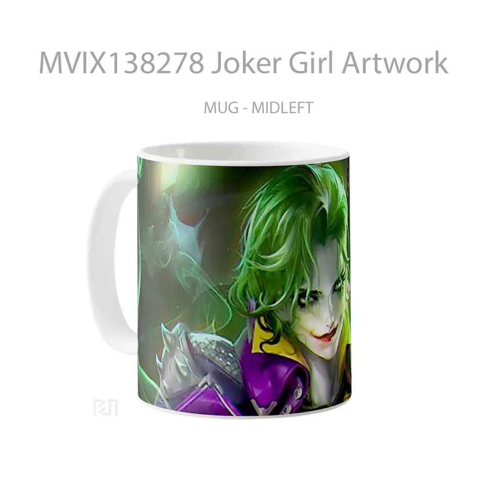 Mug Joker Girl Artwork Gelas Superhero - All-side / Desain