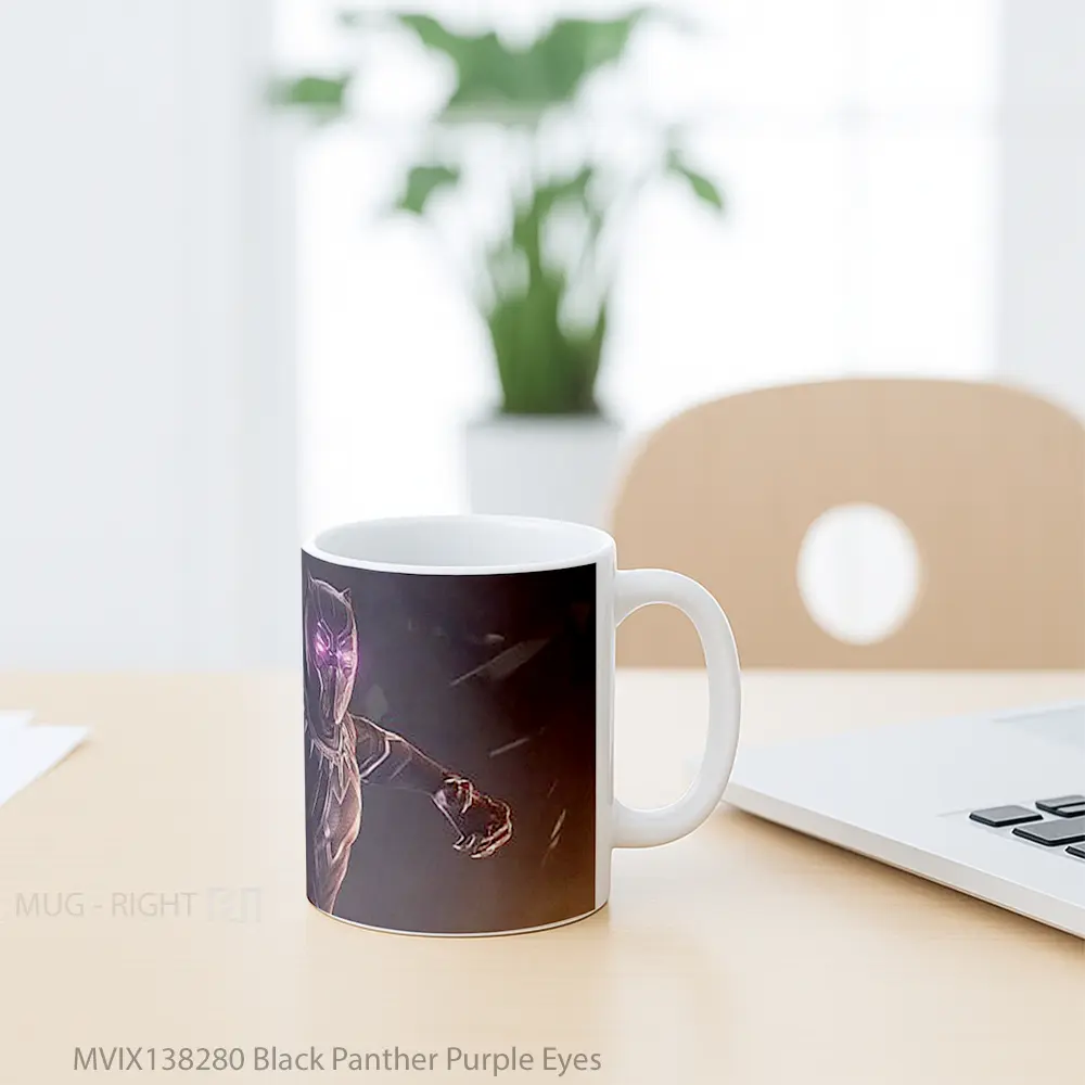 Mug Black Panther Purple Eyes Gelas Superhero - All-side / Desain