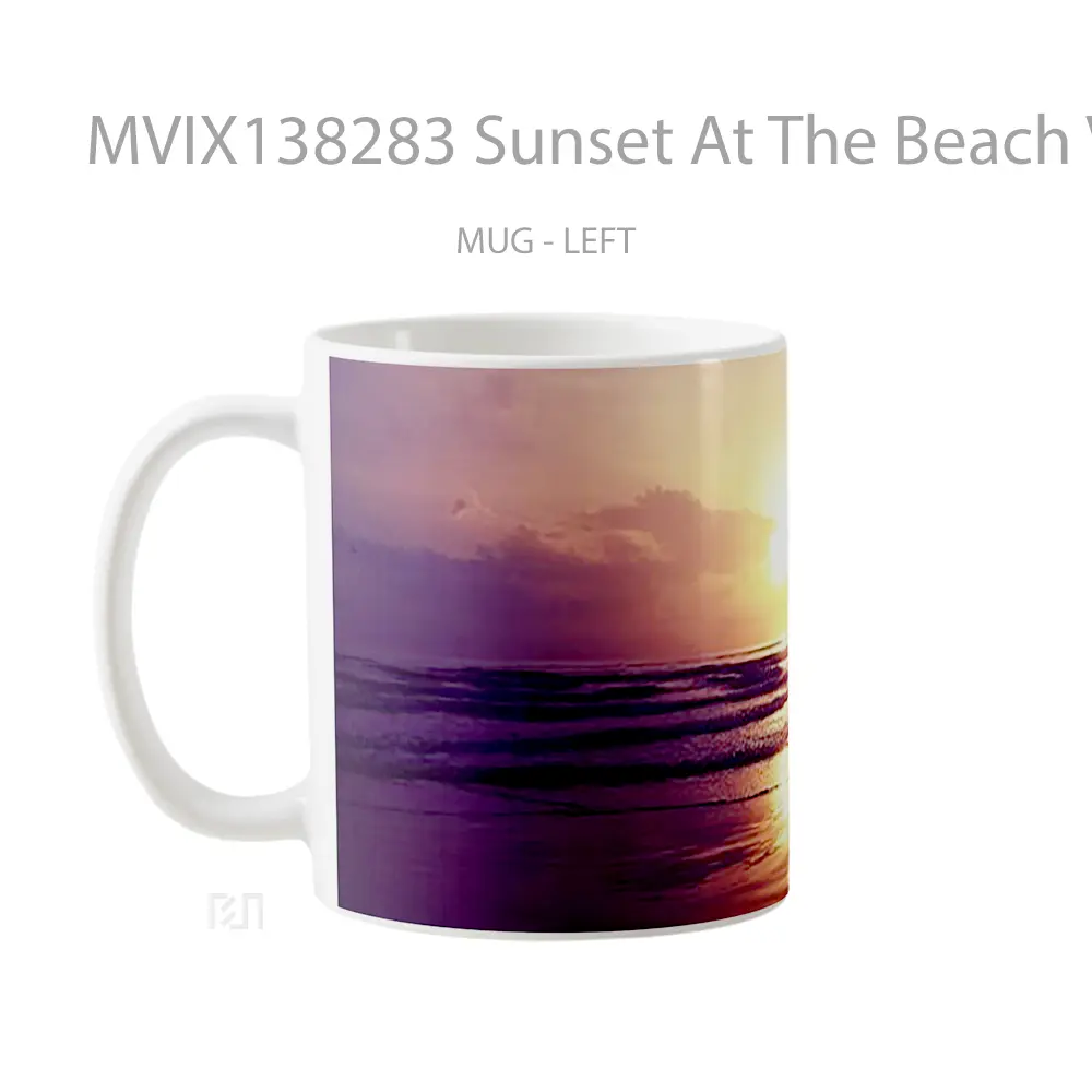 Mug Sunset At The Beach V2 Gelas Pemandangan Alam - All-side / Desain