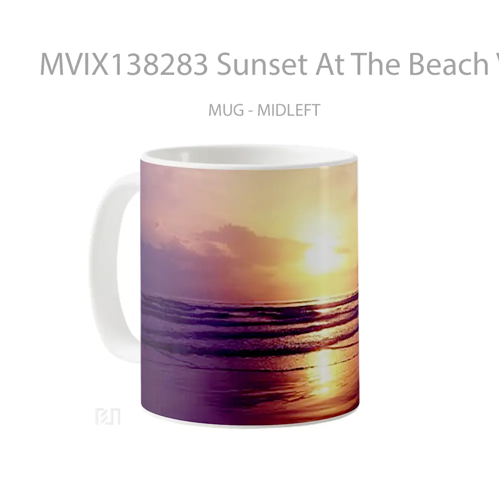 Mug Sunset At The Beach V2 Gelas Pemandangan Alam - All-side / Desain