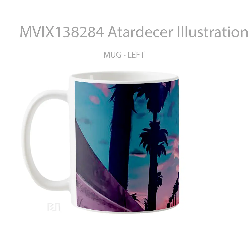 Mug Atardecer Illustration Gelas Seni Modern - All-side / Desain