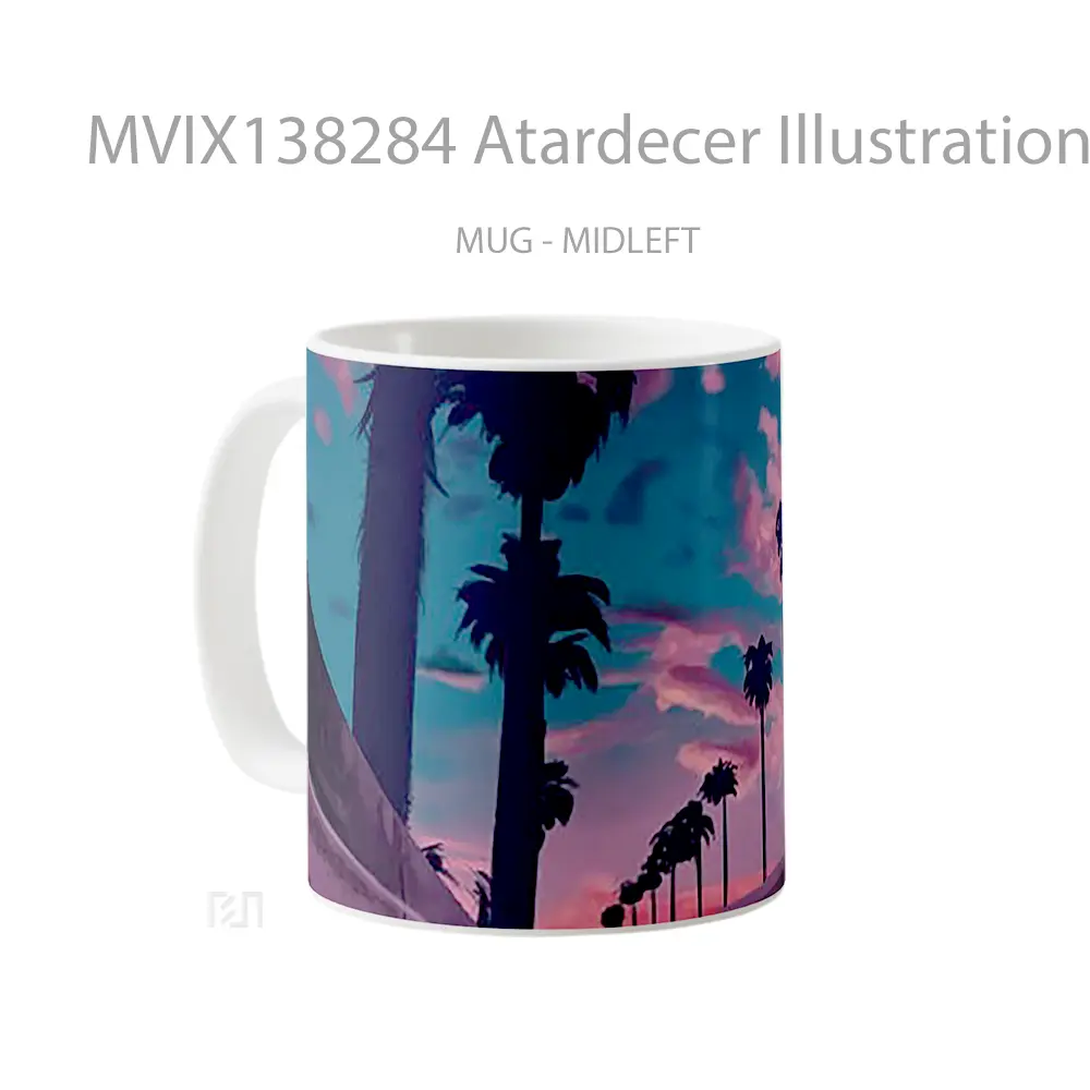 Mug Atardecer Illustration Gelas Seni Modern - All-side / Desain