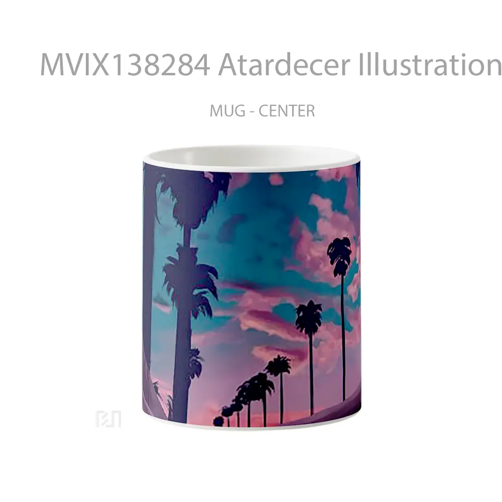 Mug Atardecer Illustration Gelas Seni Modern