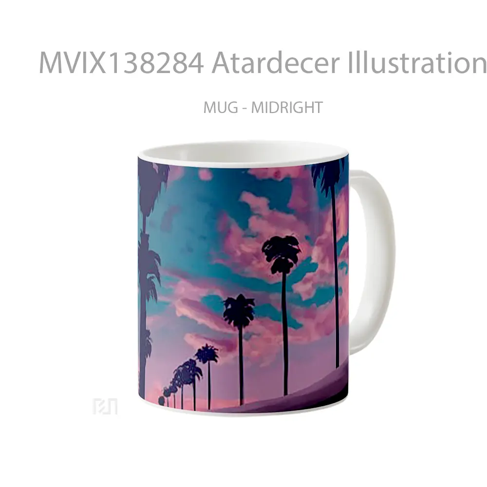 Mug Atardecer Illustration Gelas Seni Modern - All-side / Desain