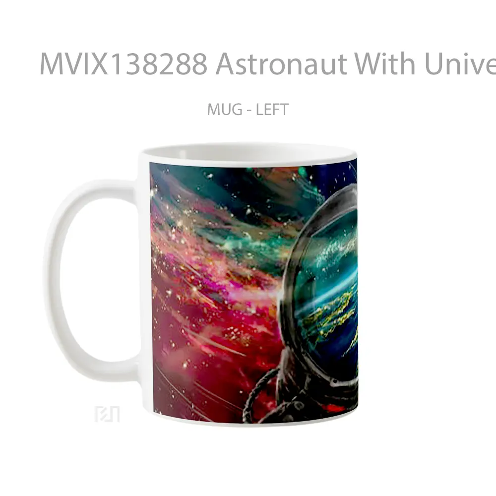 Mug Astronaut With Universe In The Background Gelas Astronomi - All-side / Desain