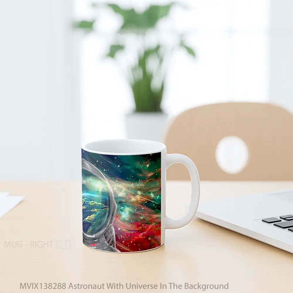Mug Astronaut With Universe In The Background Gelas Astronomi - All-side / Desain