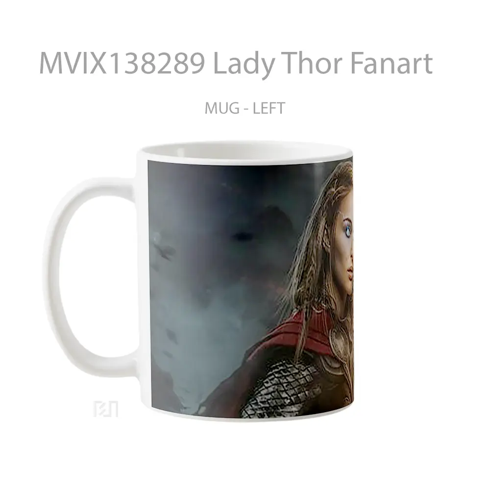 Mug Lady Thor Fanart Gelas Superhero - All-side / Desain