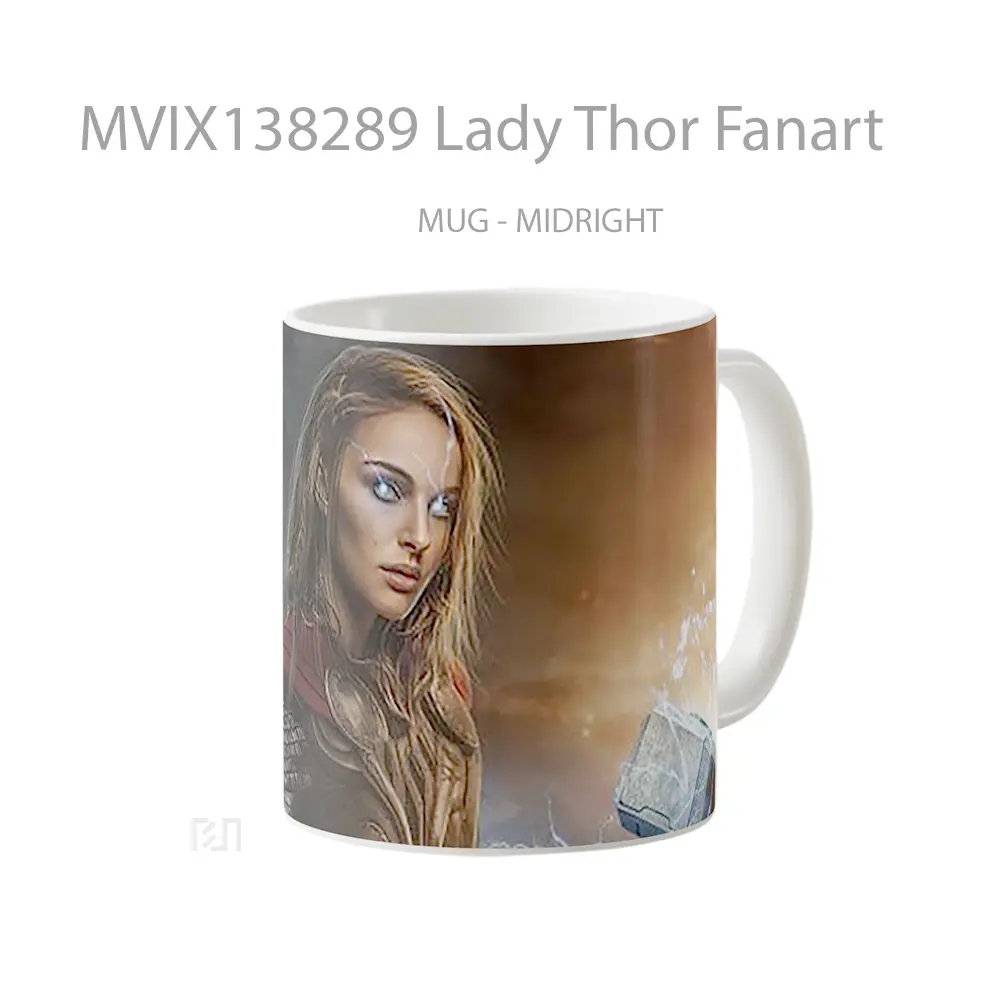 Mug Lady Thor Fanart Gelas Superhero - All-side / Desain