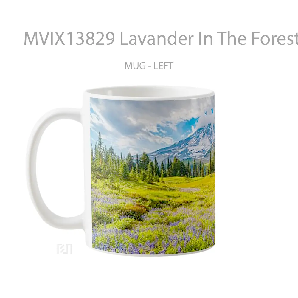 Mug Lavander In The Forest V1 Gelas Pemandangan Alam - All-side / Desain