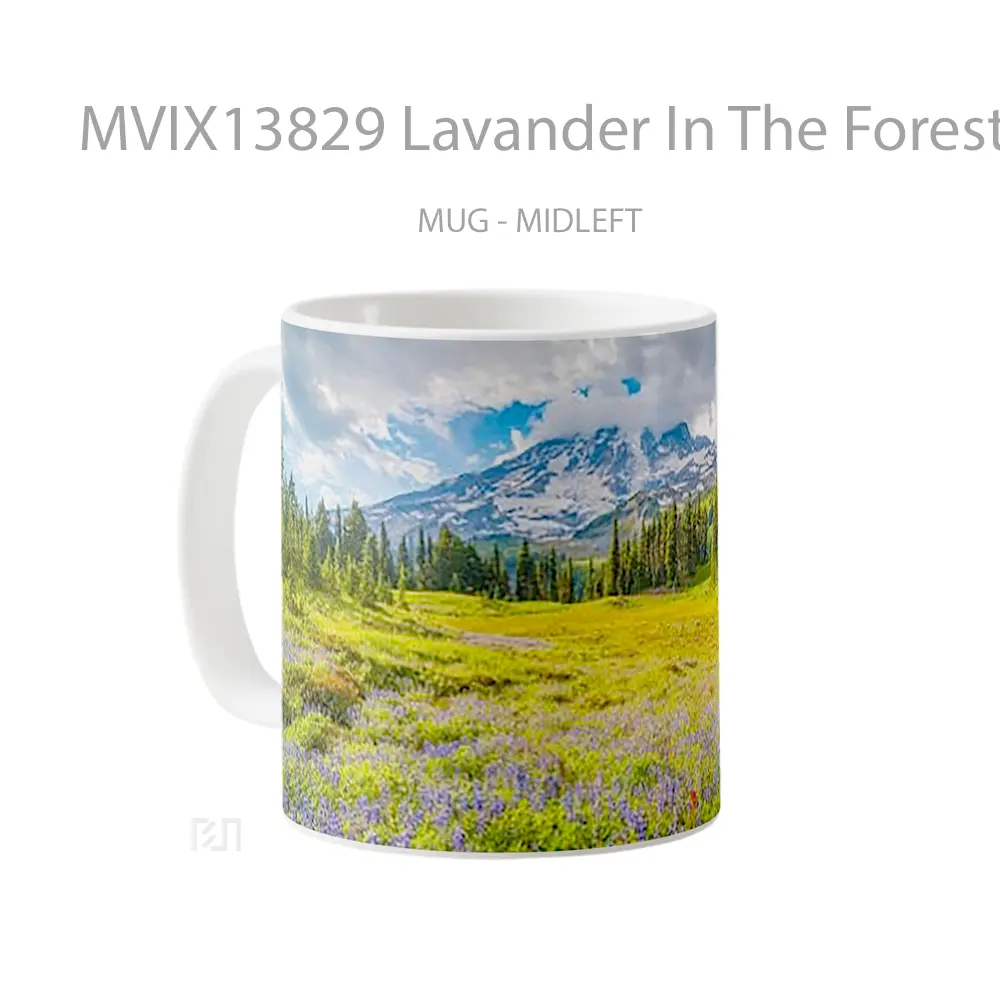 Mug Lavander In The Forest V1 Gelas Pemandangan Alam - All-side / Desain