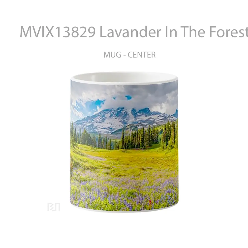 Mug Lavander In The Forest V1 Gelas Pemandangan Alam
