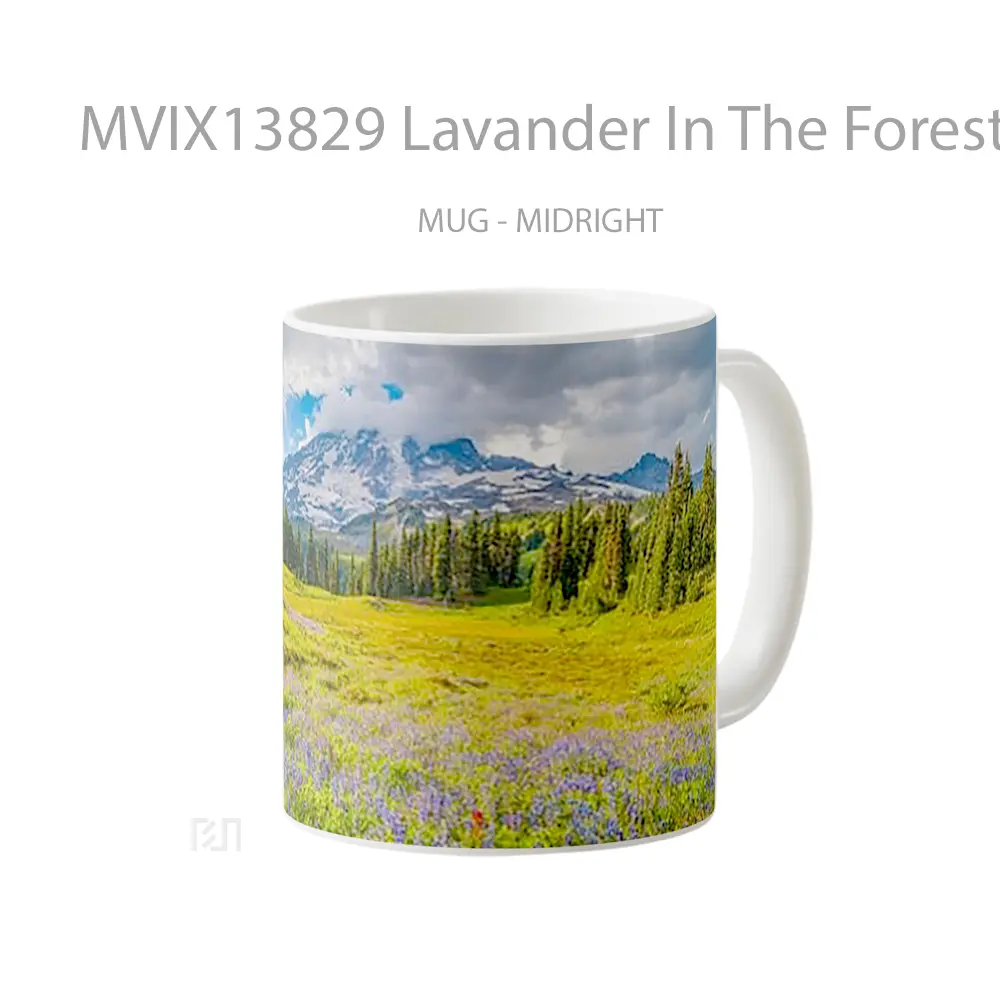 Mug Lavander In The Forest V1 Gelas Pemandangan Alam - All-side / Desain
