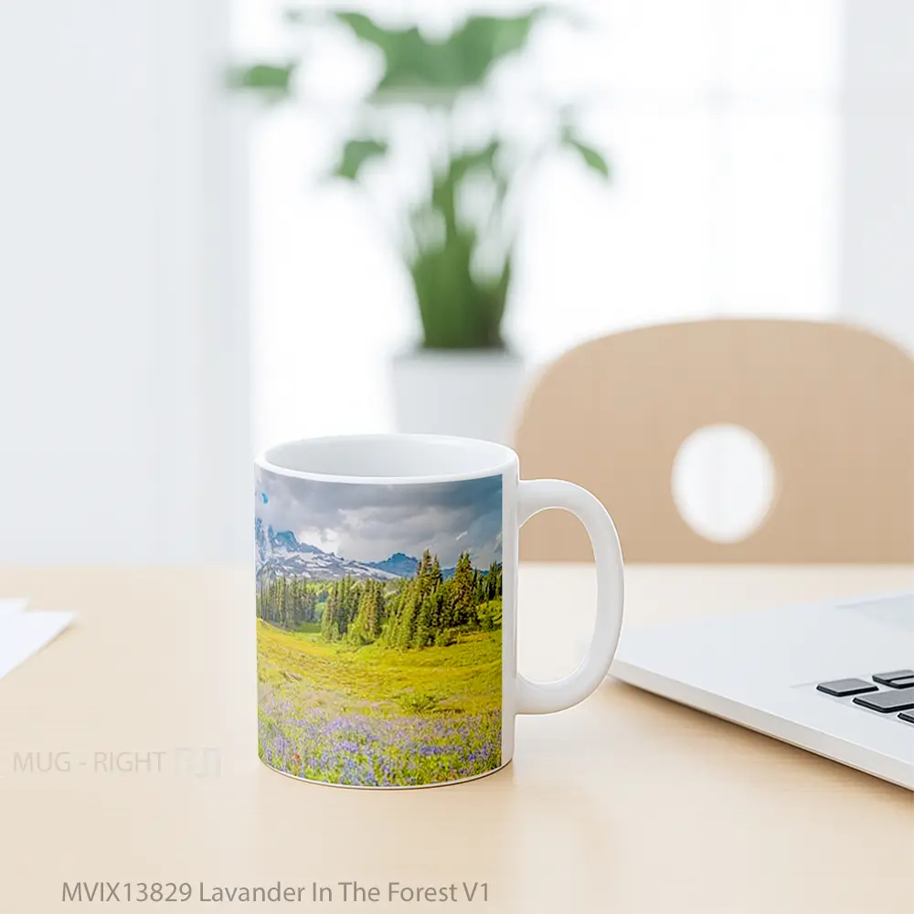 Mug Lavander In The Forest V1 Gelas Pemandangan Alam - All-side / Desain