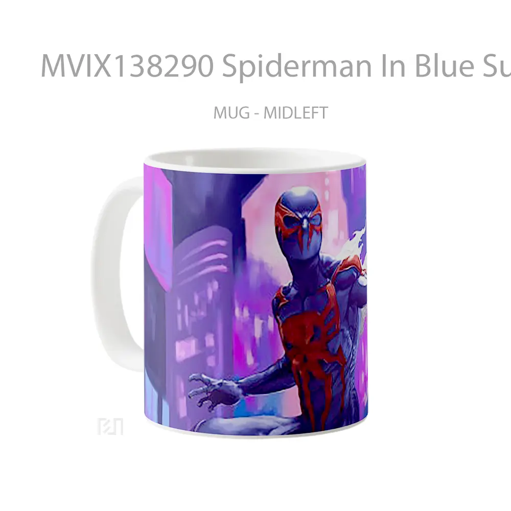 Mug Spiderman In Blue Suit Gelas Superhero - All-side / Desain