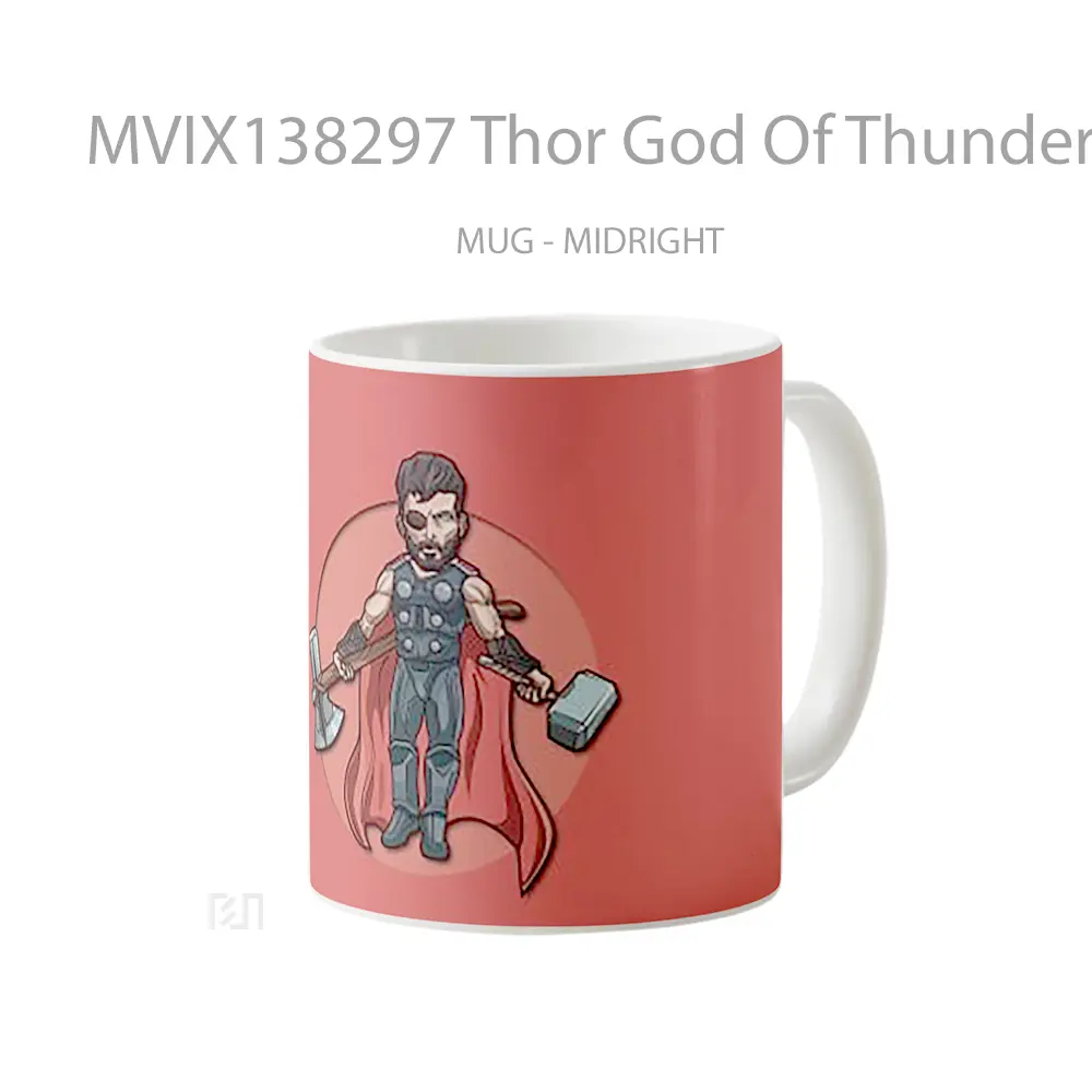 Mug Thor God Of Thunder Minimalist Illustration Gelas Superhero - All-side / Desain