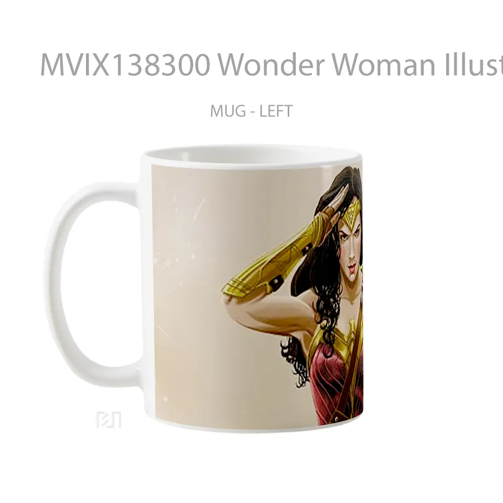 Mug Wonder Woman Illustration V3 Gelas Superhero - All-side / Desain