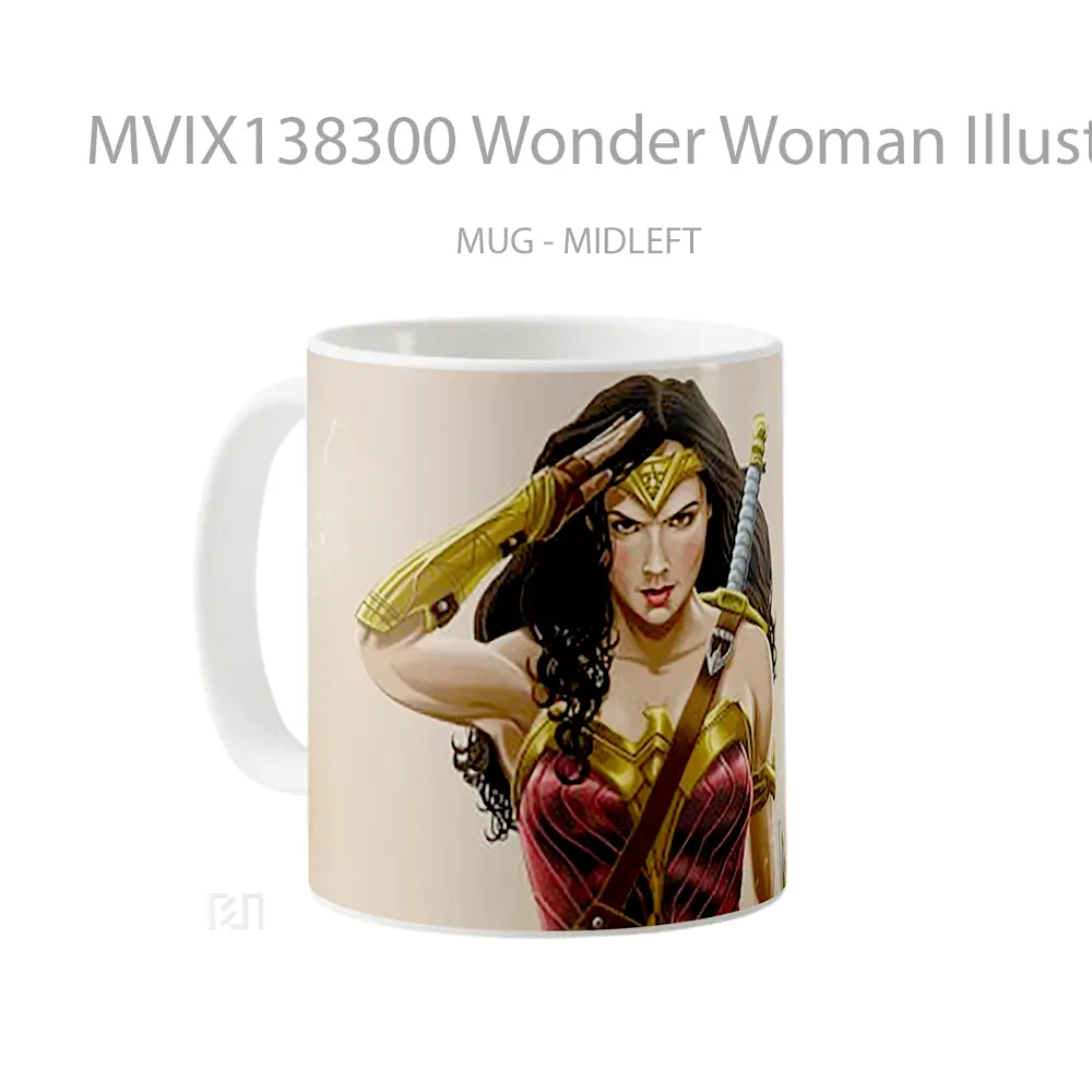 Mug Wonder Woman Illustration V3 Gelas Superhero - All-side / Desain