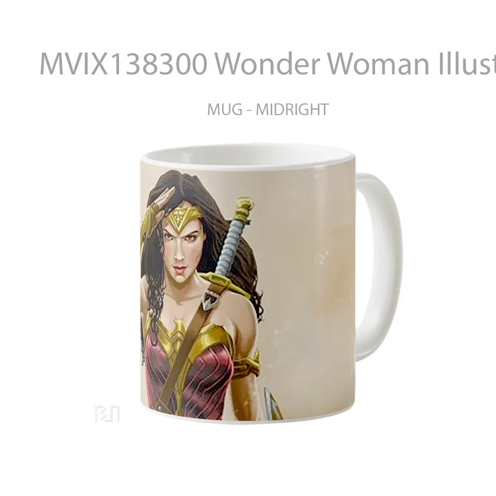 Mug Wonder Woman Illustration V3 Gelas Superhero - All-side / Desain