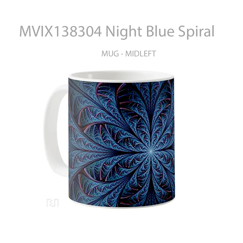 Mug Night Blue Spiral Gelas Keramik Unik - All-side / Desain