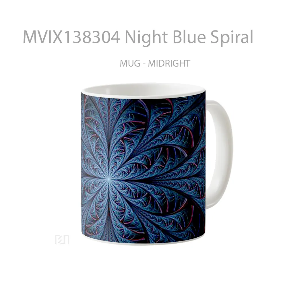 Mug Night Blue Spiral Gelas Keramik Unik - All-side / Desain
