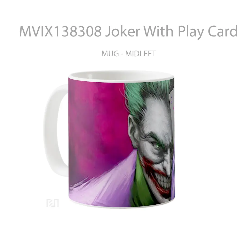 Mug Joker With Play Card Gelas Superhero - All-side / Desain