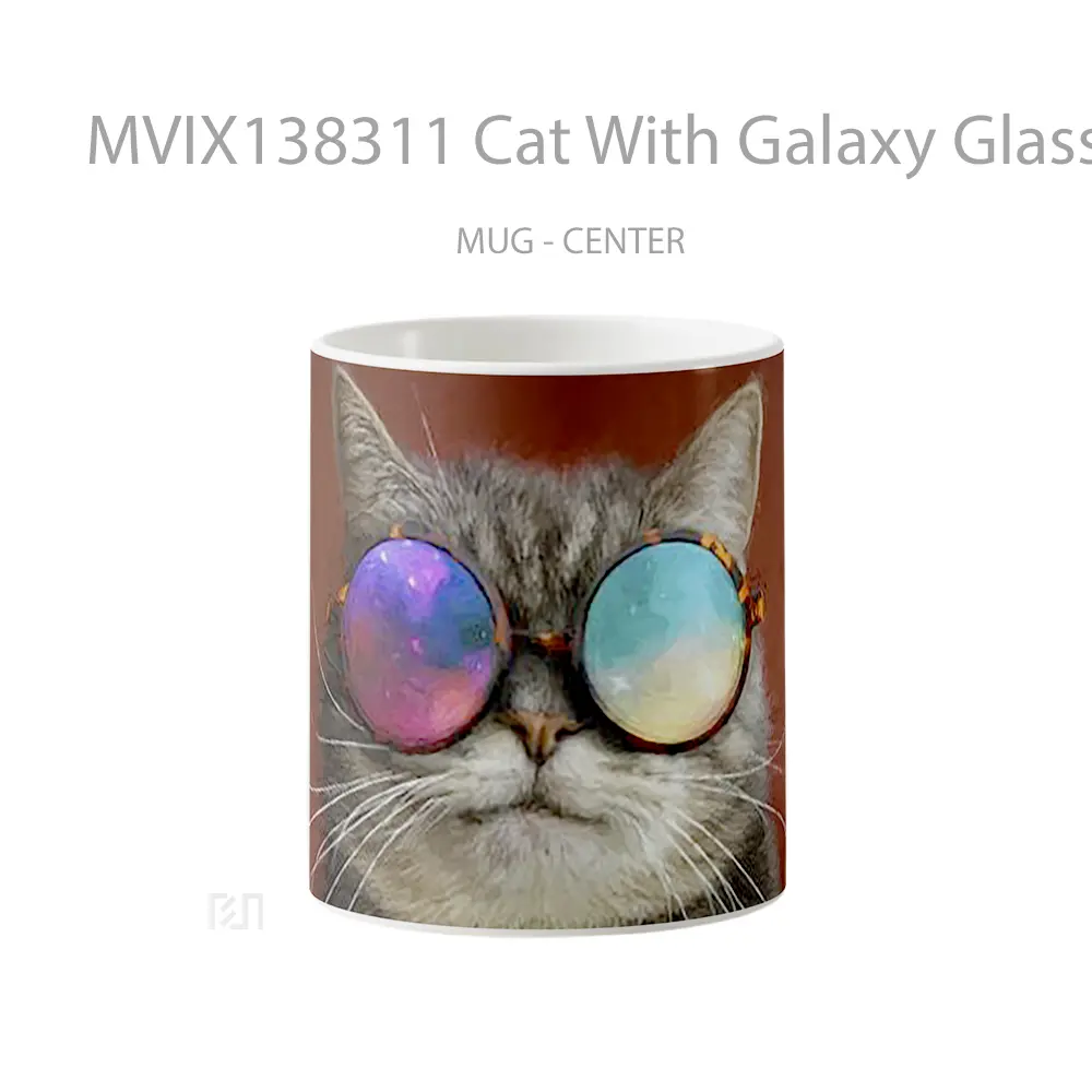 Mug Cat With Galaxy Glasses Gelas Hewan Lucu