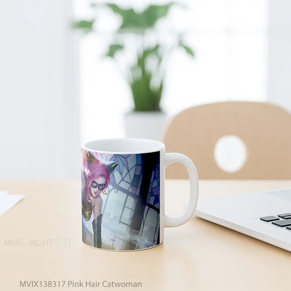 Mug Pink Hair Catwoman Gelas Keramik Unik - All-side / Desain