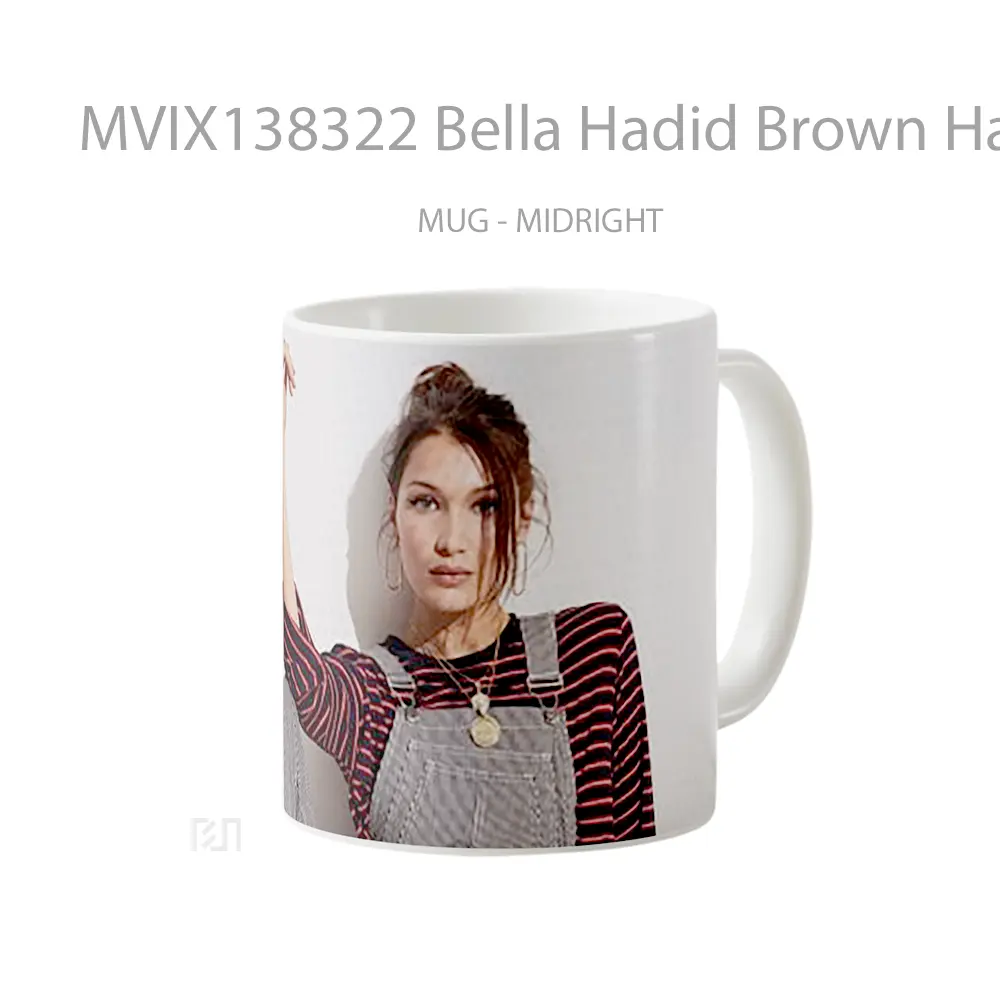 Mug Bella Hadid Brown Hair Gelas Keramik Unik - All-side / Desain
