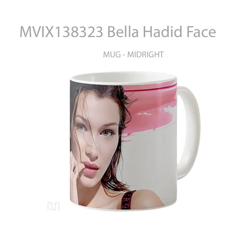 Mug Bella Hadid Face Gelas Keramik Unik - All-side / Desain