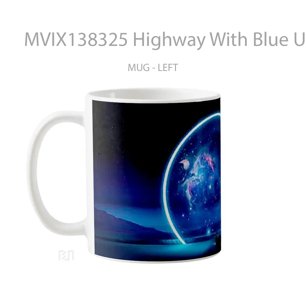 Mug Highway With Blue Universe Ring Gelas Astronomi - All-side / Desain