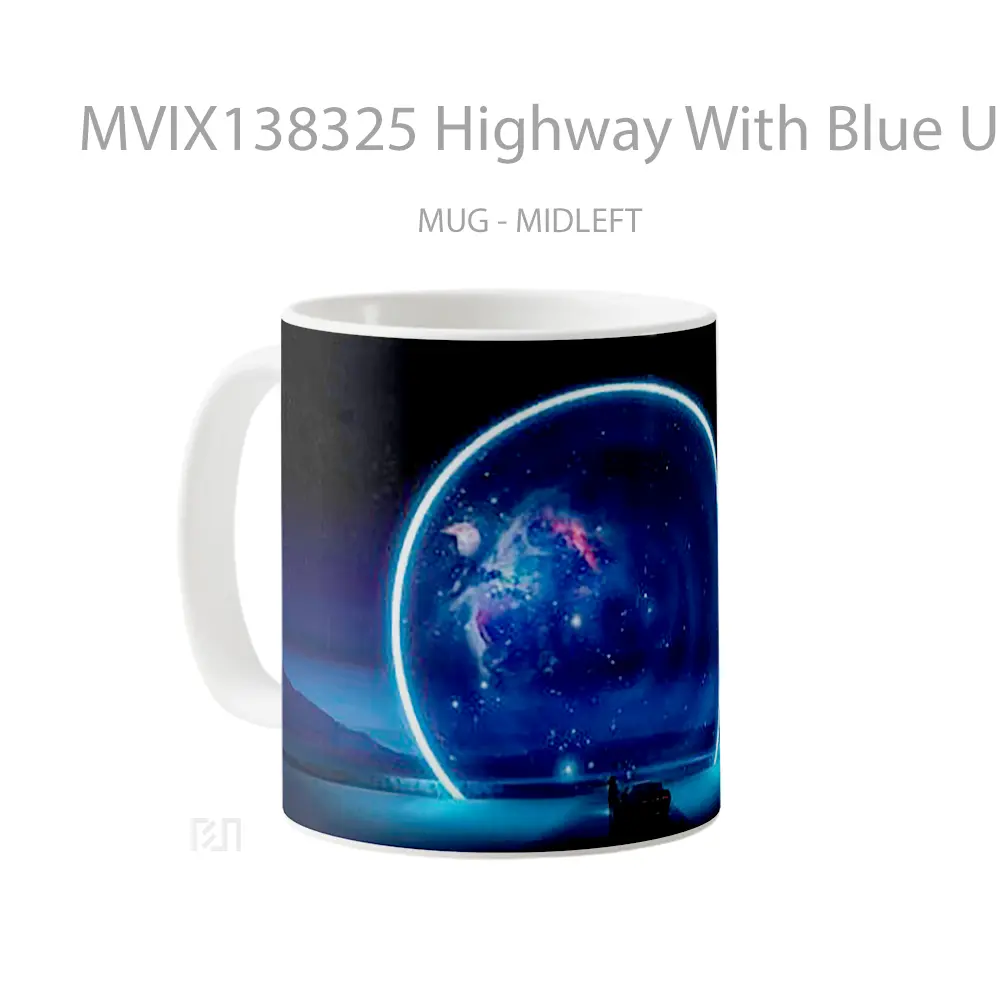 Mug Highway With Blue Universe Ring Gelas Astronomi - All-side / Desain