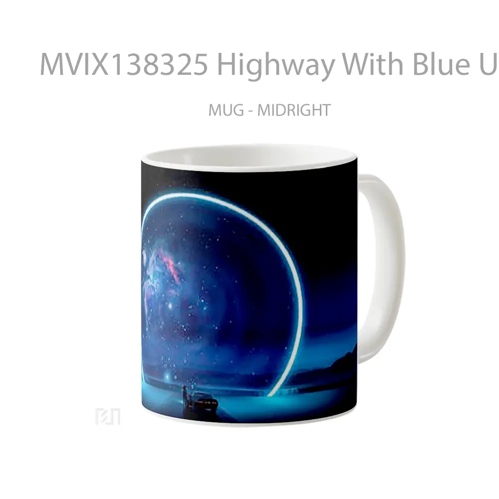 Mug Highway With Blue Universe Ring Gelas Astronomi - All-side / Desain