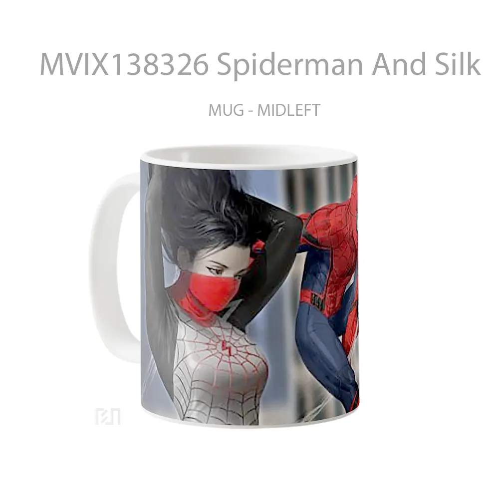Mug Spiderman And Silk Gelas Superhero - All-side / Desain