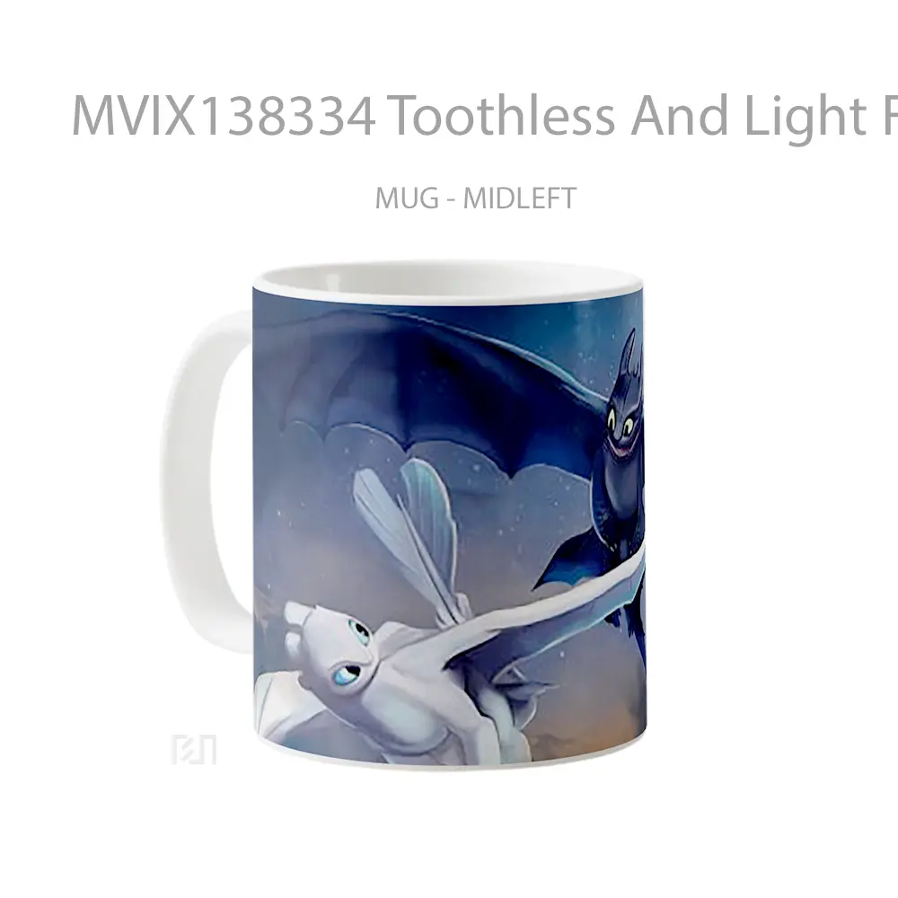 Mug Toothless And Light Fury Gelas Keramik Unik - All-side / Desain