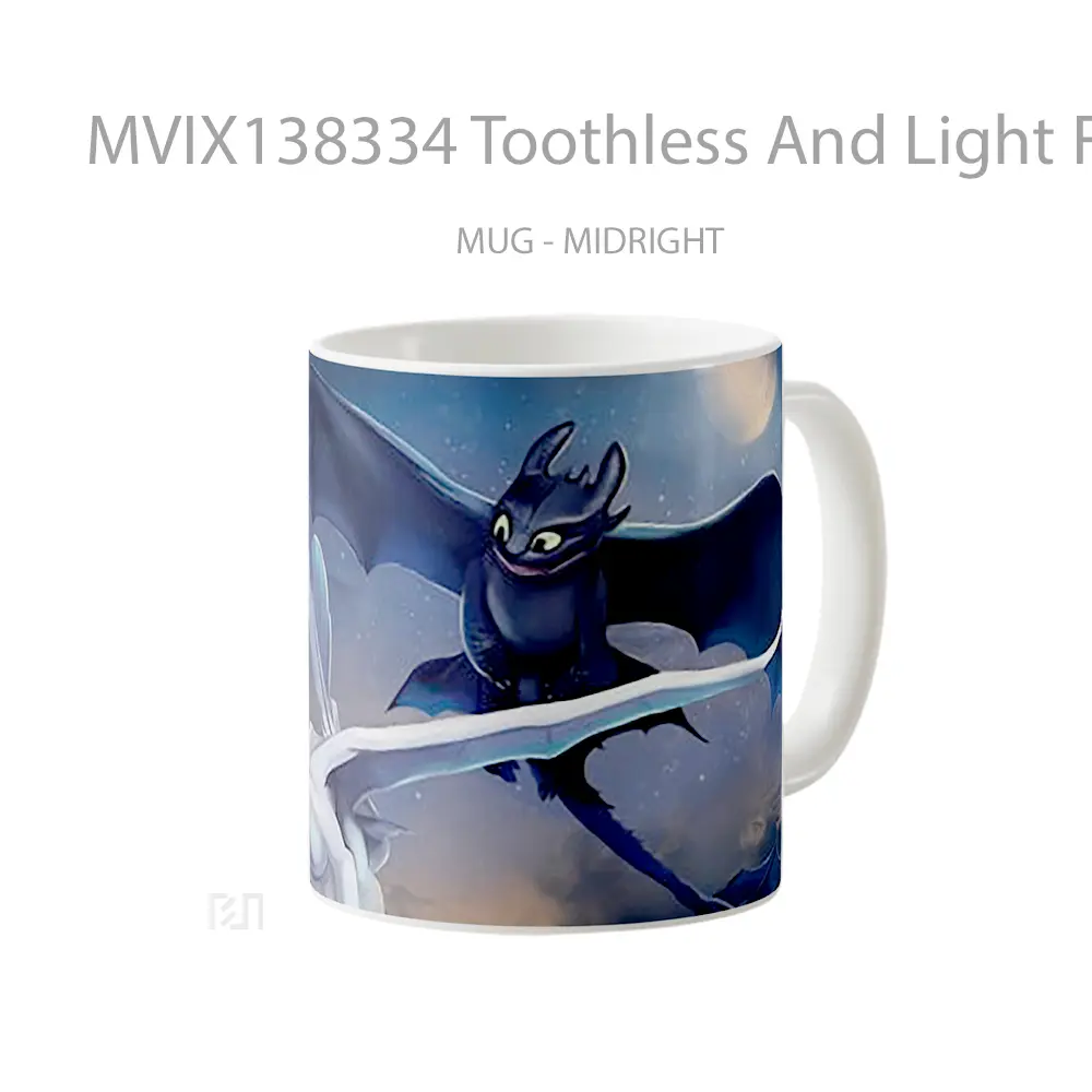 Mug Toothless And Light Fury Gelas Keramik Unik - All-side / Desain