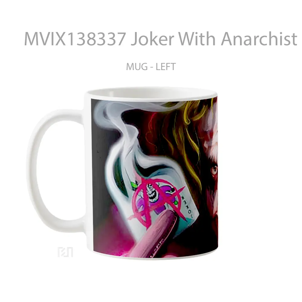 Mug Joker With Anarchist Card Gelas Superhero - All-side / Desain