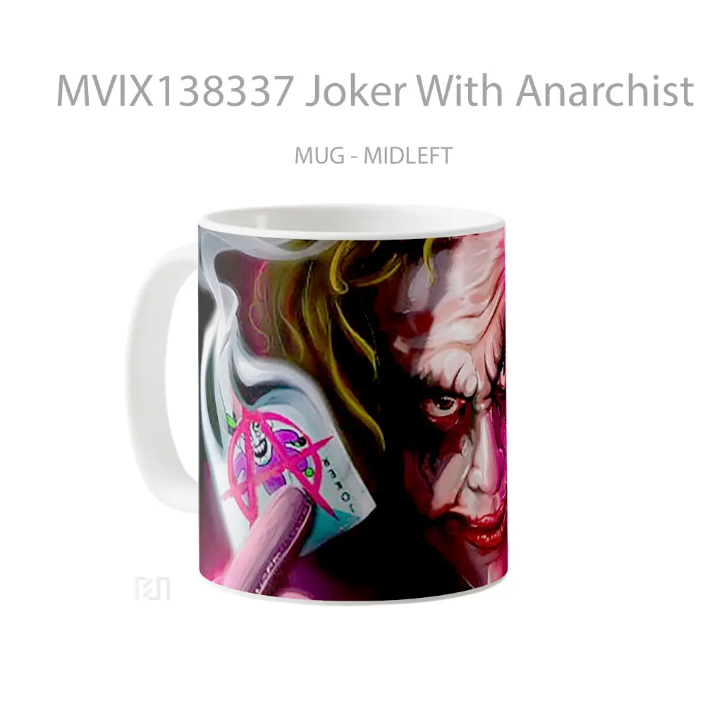 Mug Joker With Anarchist Card Gelas Superhero - All-side / Desain