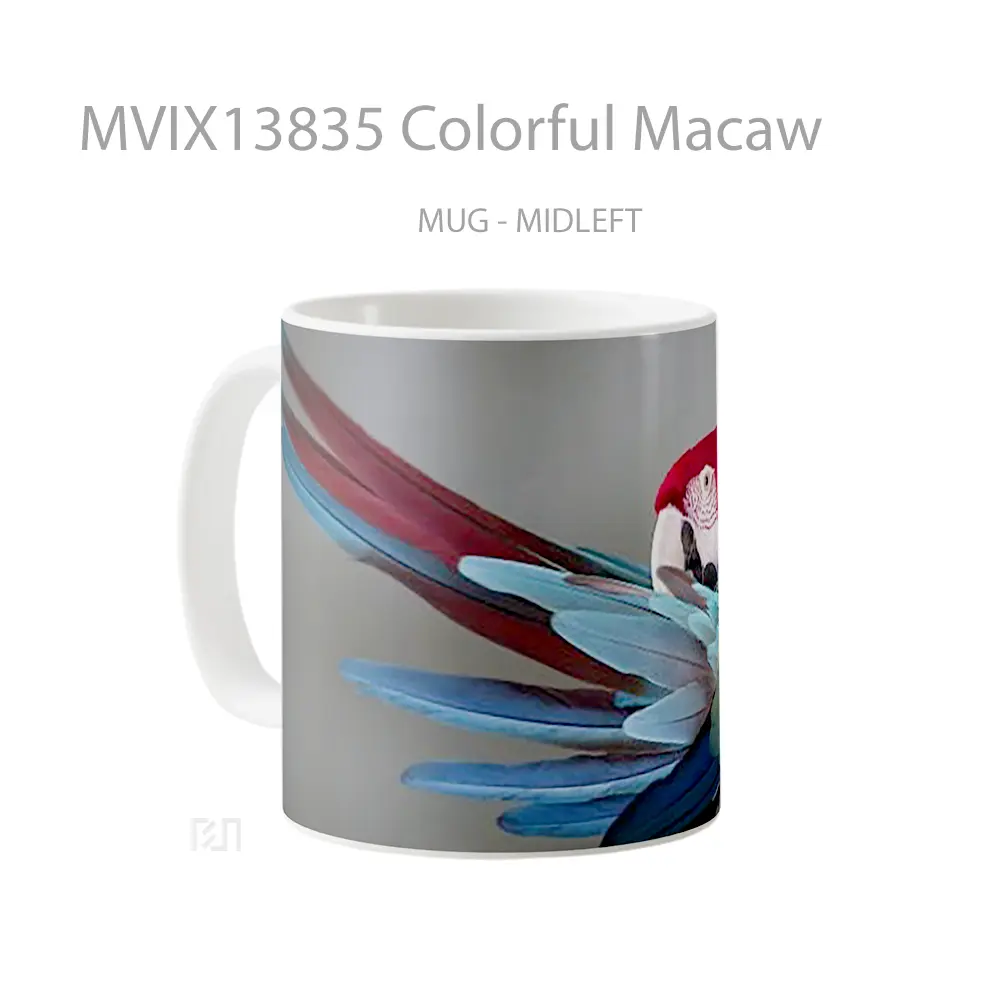Mug Colorful Macaw Gelas Keramik Unik - All-side / Desain