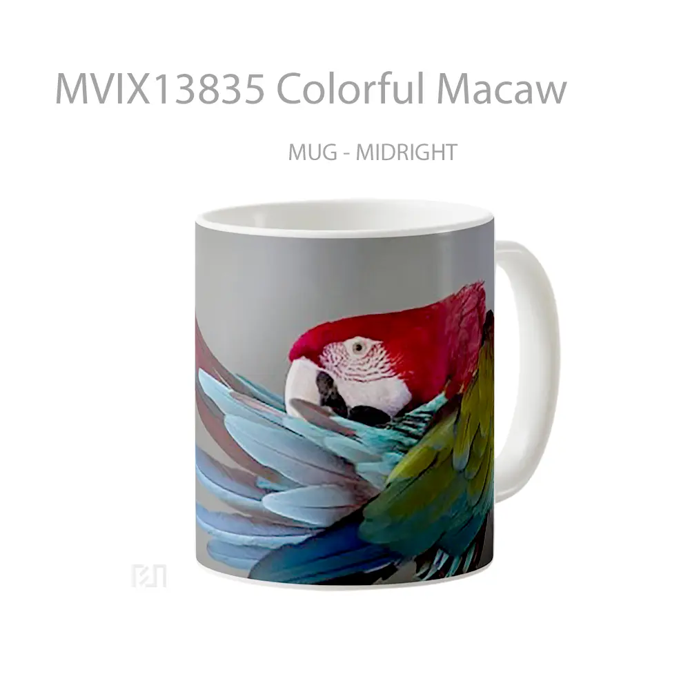 Mug Colorful Macaw Gelas Keramik Unik - All-side / Desain