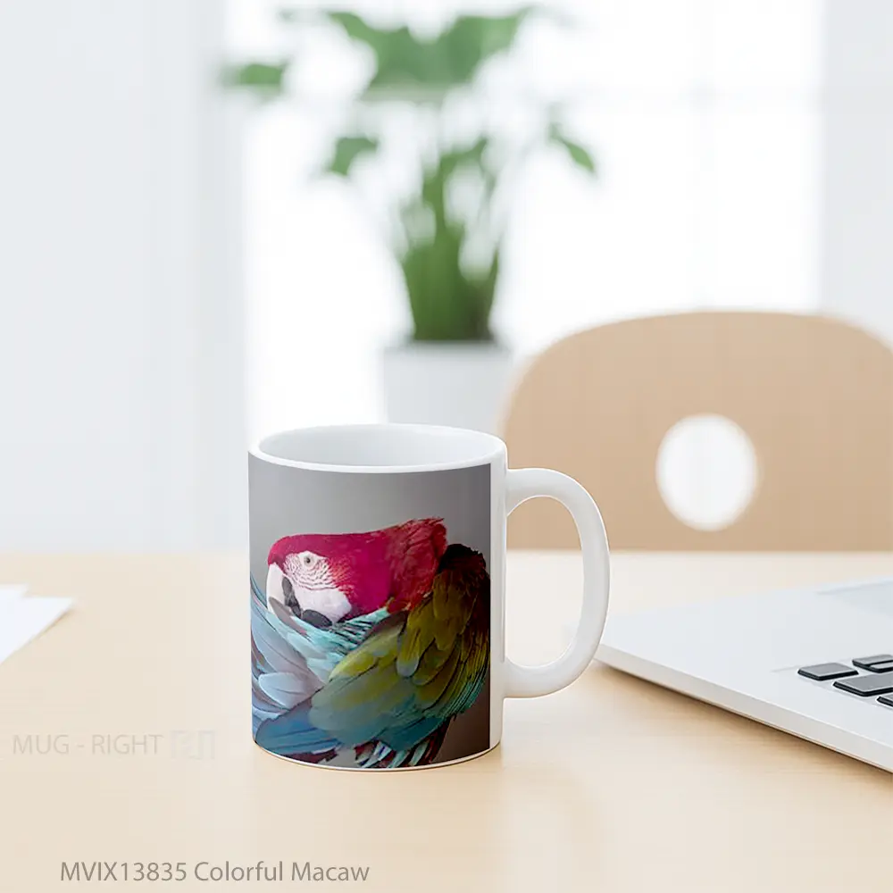 Mug Colorful Macaw Gelas Keramik Unik - All-side / Desain