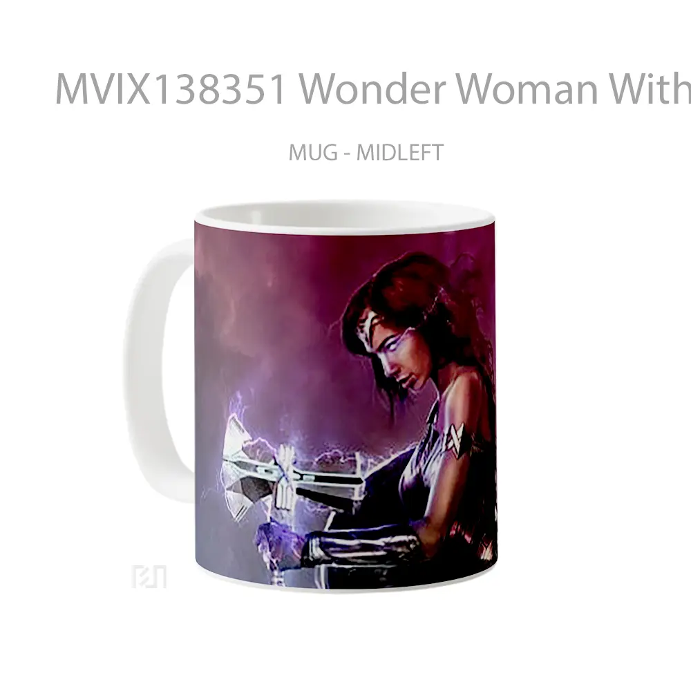Mug Wonder Woman With Gun Gelas Superhero - All-side / Desain