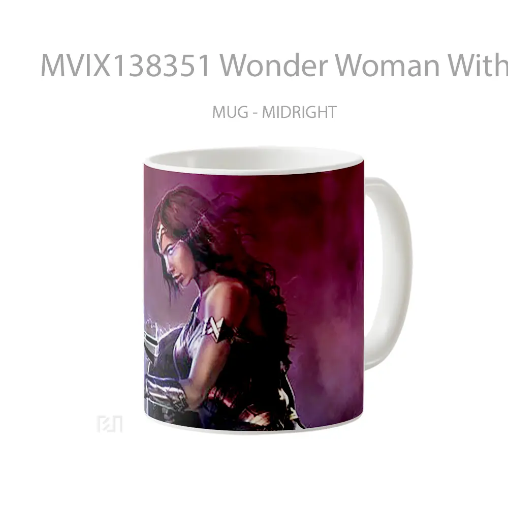 Mug Wonder Woman With Gun Gelas Superhero - All-side / Desain