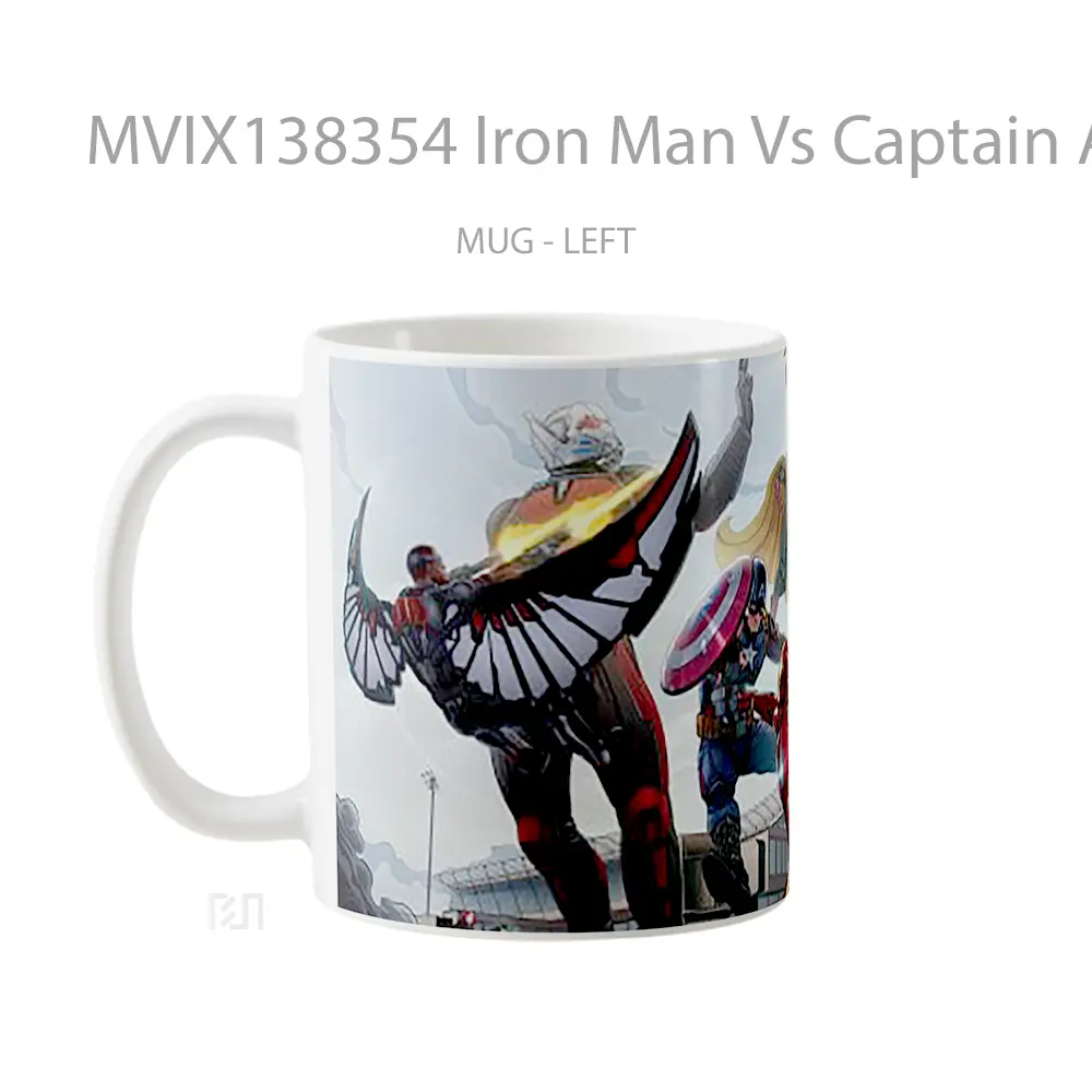 Mug Iron Man Vs Captain America Gelas Superhero - All-side / Desain