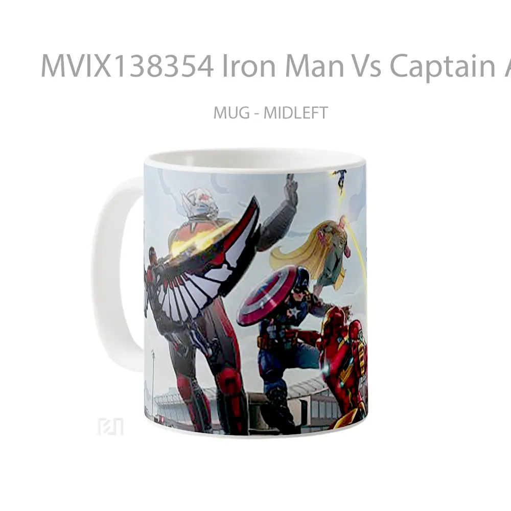 Mug Iron Man Vs Captain America Gelas Superhero - All-side / Desain