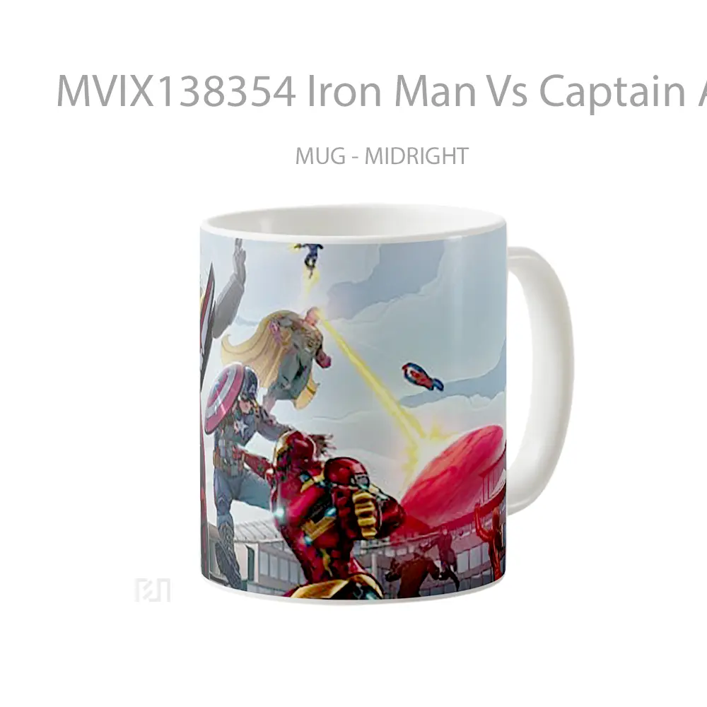 Mug Iron Man Vs Captain America Gelas Superhero - All-side / Desain