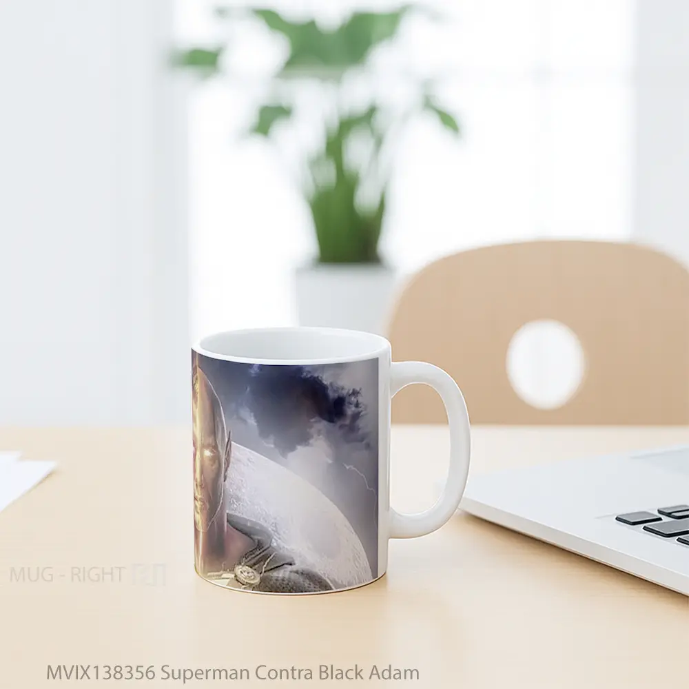 Mug Superman Contra Black Adam Gelas Superhero - All-side / Desain