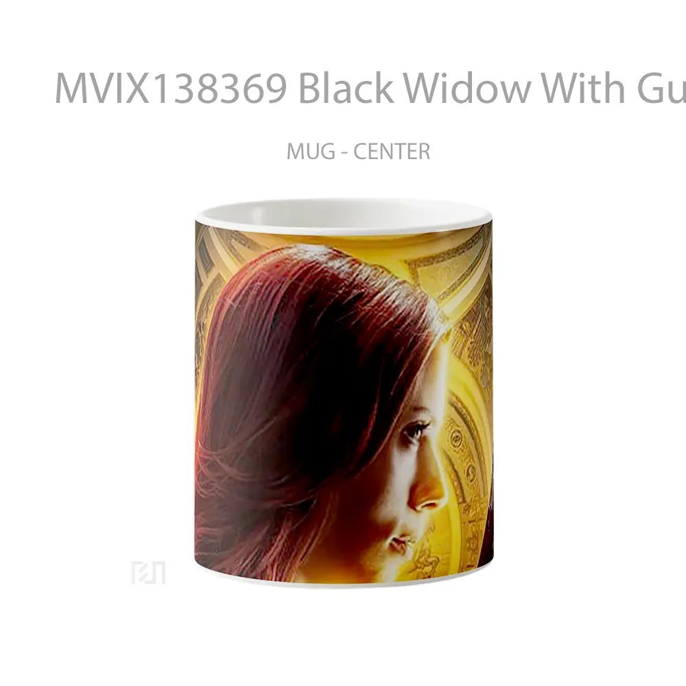 Mug Black Widow With Gun Gelas Superhero